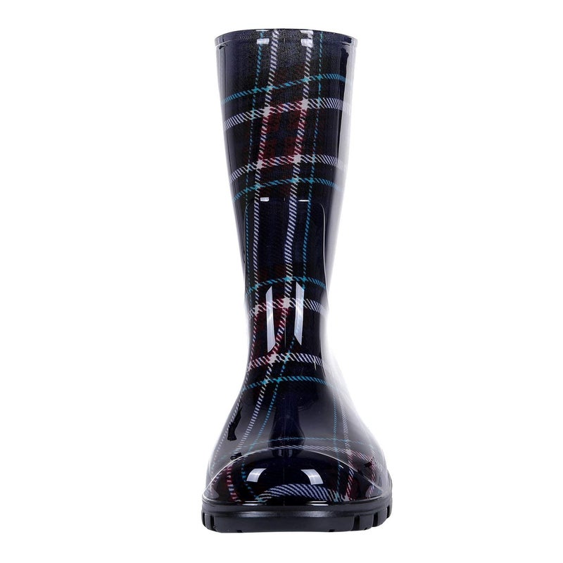 Asgard Women's Mid Calf Rain Boots Buffalo Plaid Short Waterproof Garden Shoes Navy 40 (9) - Image 4